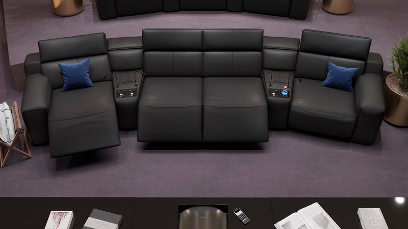 Leder 4-Sitzer Kinosofa mit zwei Mittelkonsolen LORETO – Bild 4