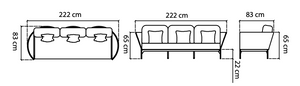 ALICANTE 3-Sitzer – Maßskizze