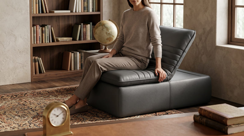 Bovino Sitzhocker Leder – Hocker mit Rückenlehne