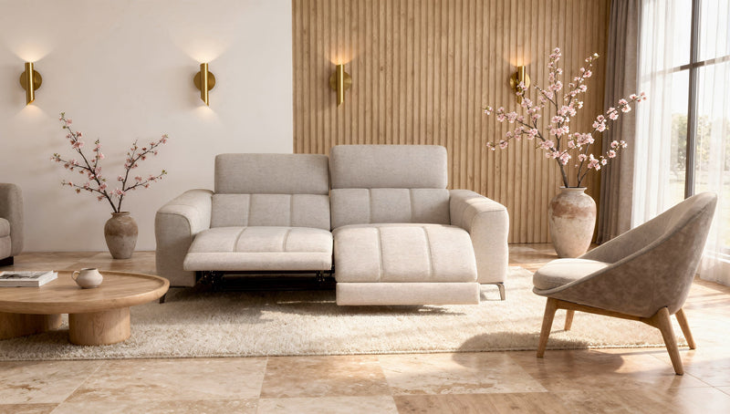 Relaxsofa 2-Sitzer Stoff elektrisch mit verstellbaren Kopflehnen