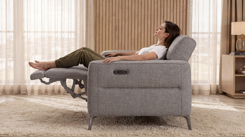 Relaxsofa 2-Sitzer Stoff elektrisch mit verstellbaren Kopflehnen