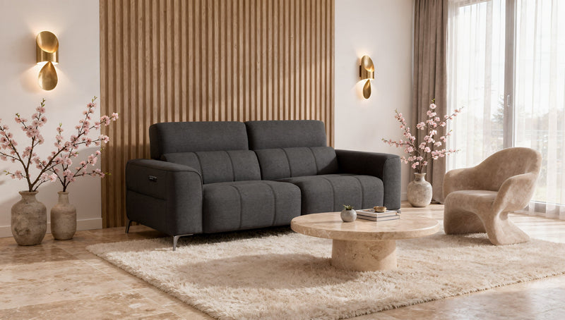 Relaxsofa 2-Sitzer Stoff elektrisch mit verstellbaren Kopflehnen