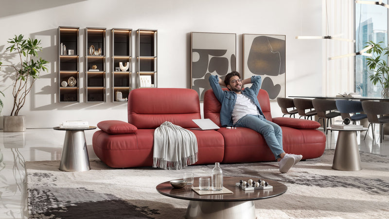 Leder Sofa mechanische Sitztiefenverstellung