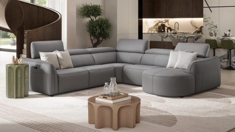 Leder Ecksofa mit Relaxfunktion und Wireless Charging