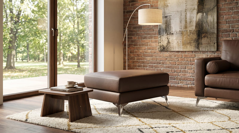 Milano Hocker Leder Klassisch – Rechteckiger Leder Sofa Hocker