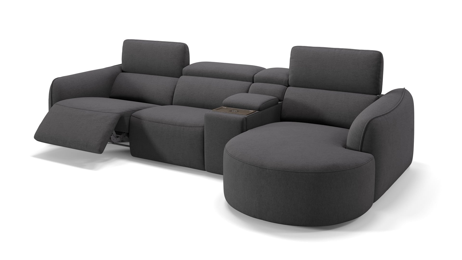 Kompaktes Ecksofa aus Stoff mit Relaxfunktion