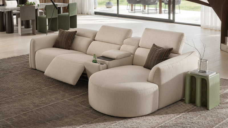 Kompaktes Ecksofa aus Stoff mit Relaxfunktion