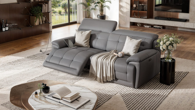 2er Leder-Sofa mit elektrischer Relaxfunktion