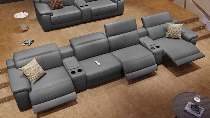 Leder 4-Sitzer Kinosofa mit zwei Mittelkonsolen SORA – Bild 4
