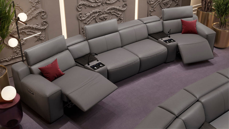 Leder 4-Sitzer Kinosofa mit zwei Mittelkonsolen LORETO – Bild 3